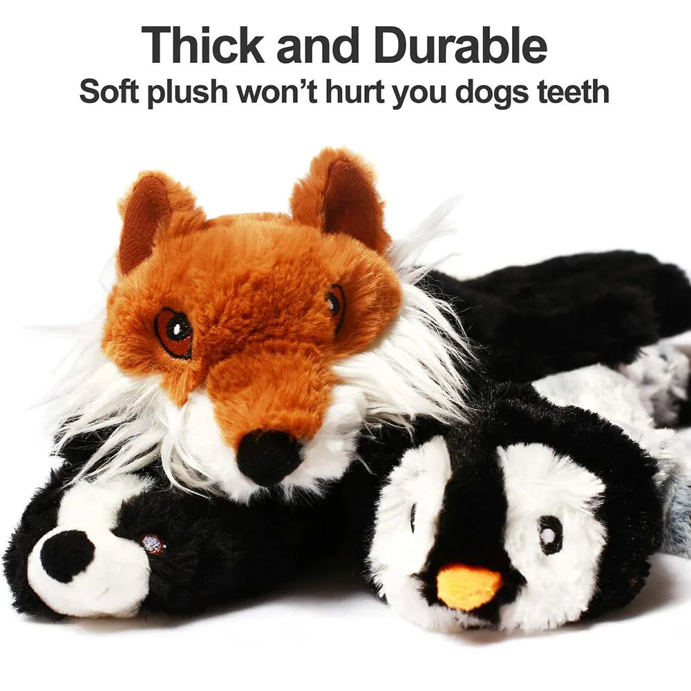Funny Simulated Animal No Stuffing Dog Toy with Squeakers Durable Stuffingless Plush Squeaky Dog Chew Toy Crinkle Pet Squeak 