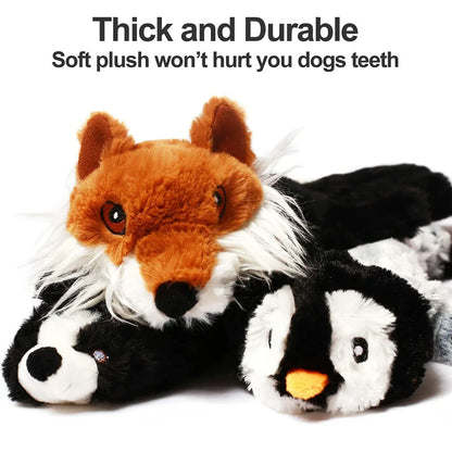 Funny Simulated Animal No Stuffing Dog Toy with Squeakers Durable Stuffingless Plush Squeaky Dog Chew Toy Crinkle Pet Squeak 