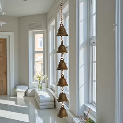 Handmade Metal Wind Chime - Classic Rustic Iron Bell with Decorative Chain, Suitable for Courtyards, Gardens, and Walls