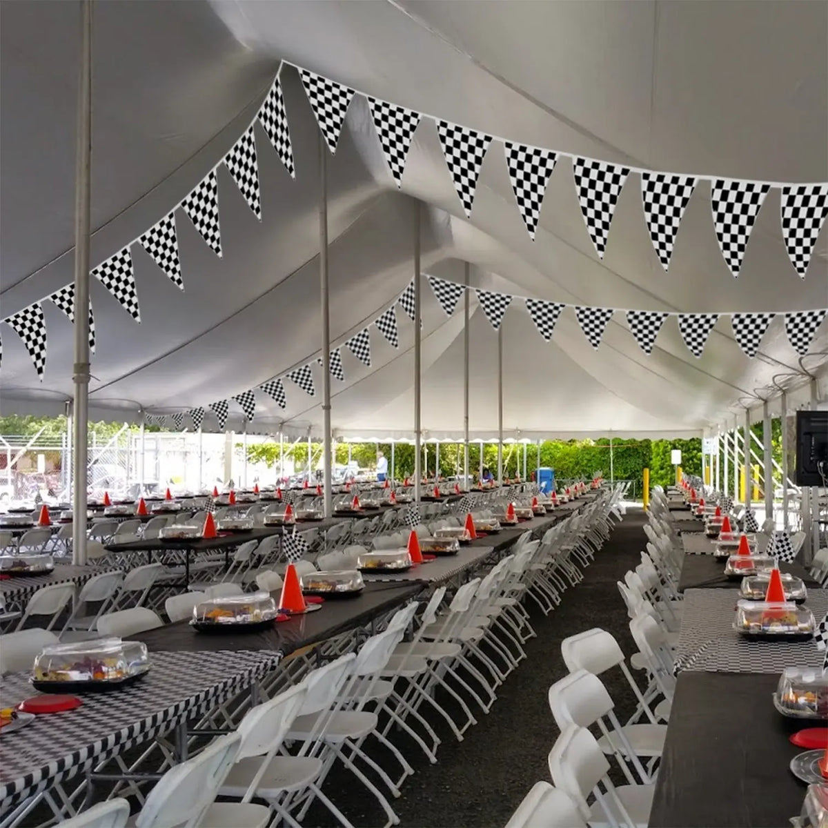 Racing Car Party Triangle Flag Banner Checkered Flag Pennant Banner for Racing Car Birthday Party Decoration Backdrop Decorat