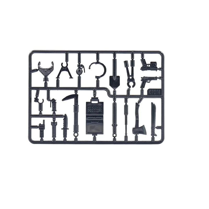 Military MG-34 Machine Gun Army WW2 Mini Action Figure Accessories Pack MOC Parts Building Block Bricks Toy - Silver