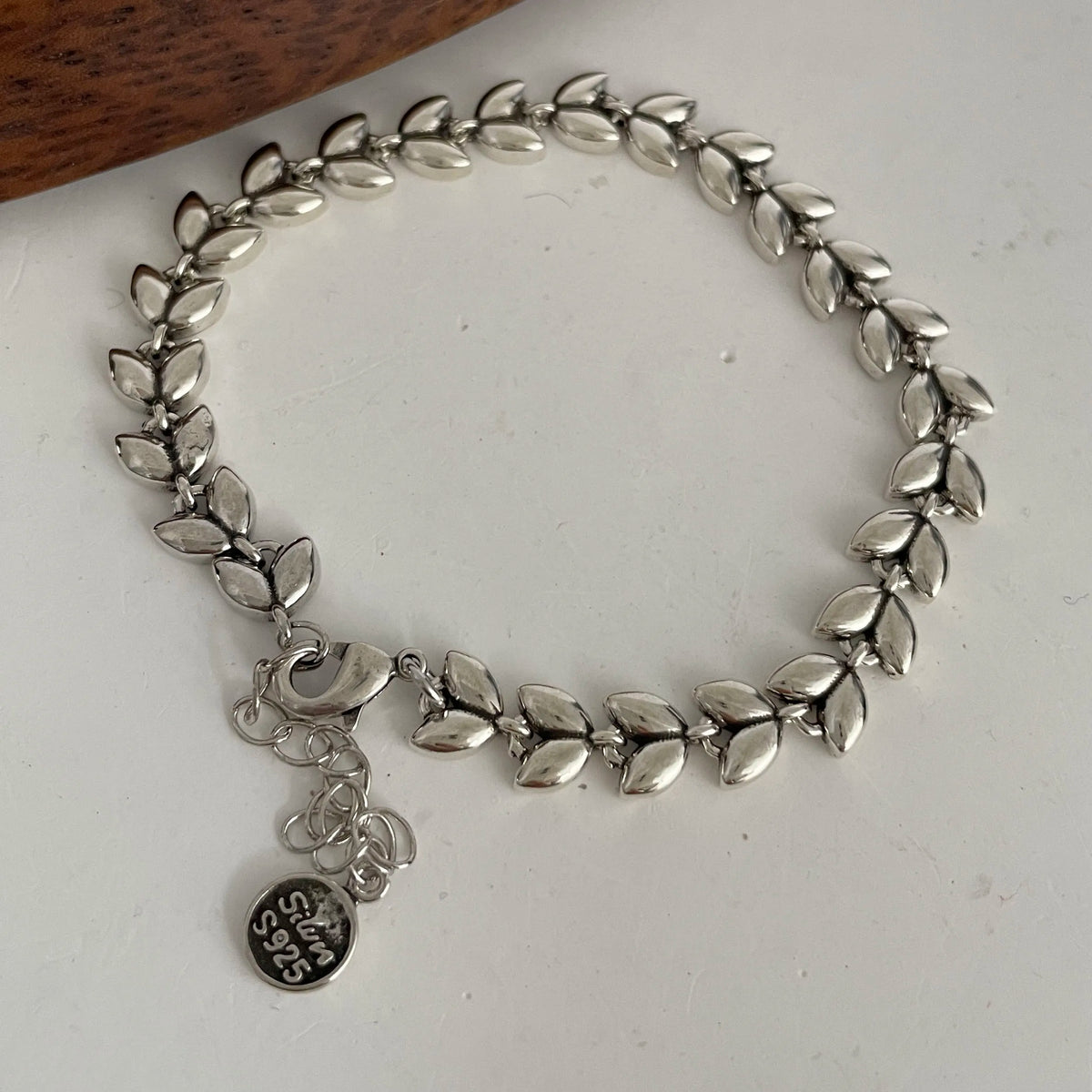 100% Solid 925 Sterling Silver Metal Bracelet for Women Vintage Handmade Simple Retro Heart Chain Bracelet Birthday Gift Part