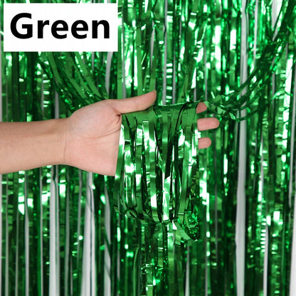 New 4/2/1Pack Party Backdrop Metallic Foil Fringe Tinsel Curtain Adult Kids Birthday Party Wedding Decoration Baby Shower Fav