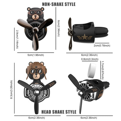 Rotating airplane pilot bear car air fresheners accessories interior decorations fan vent clips perfume fragrance diffuser ar