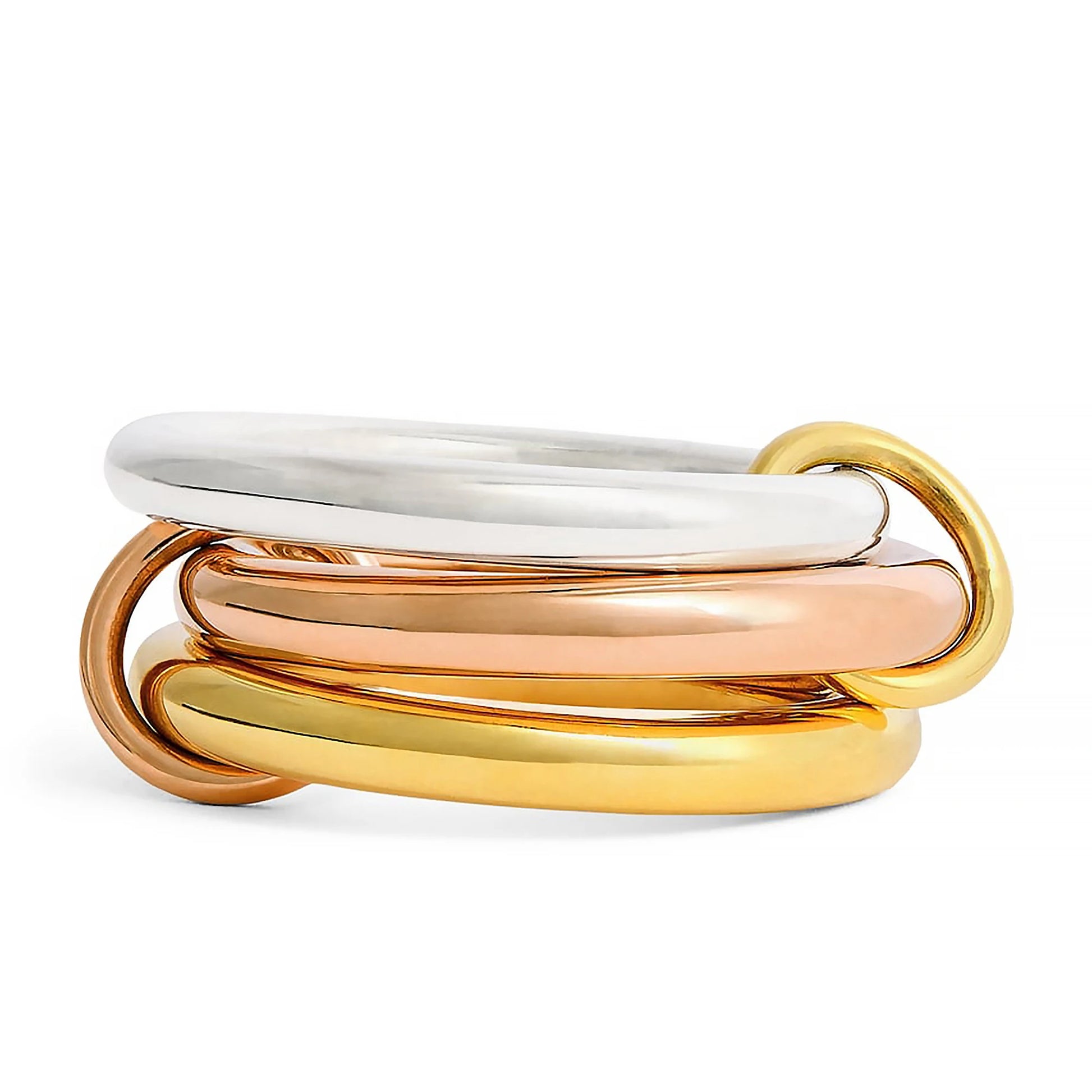 Luxury Cubic Zirconia Gold Plating Multilayer Connecting Rings for Women Fashion Mixed Color Stackable Finger Ring Party Jewe