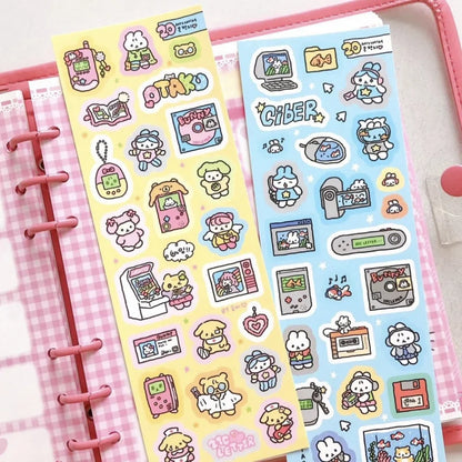 Korean Cartoon Cute Kawaii Graffiti Hand Drawn Rabbit Sticker Hand Account Photo Planner Diary Scrapbook DIY Decorative Stick