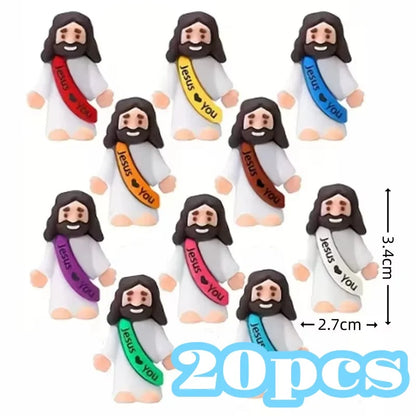 10/60pcs Mini Jesus Decorations Cartoon Statue Set for Holiday Party Scene Decor Festive Room Figurines Christmas Easter Gift