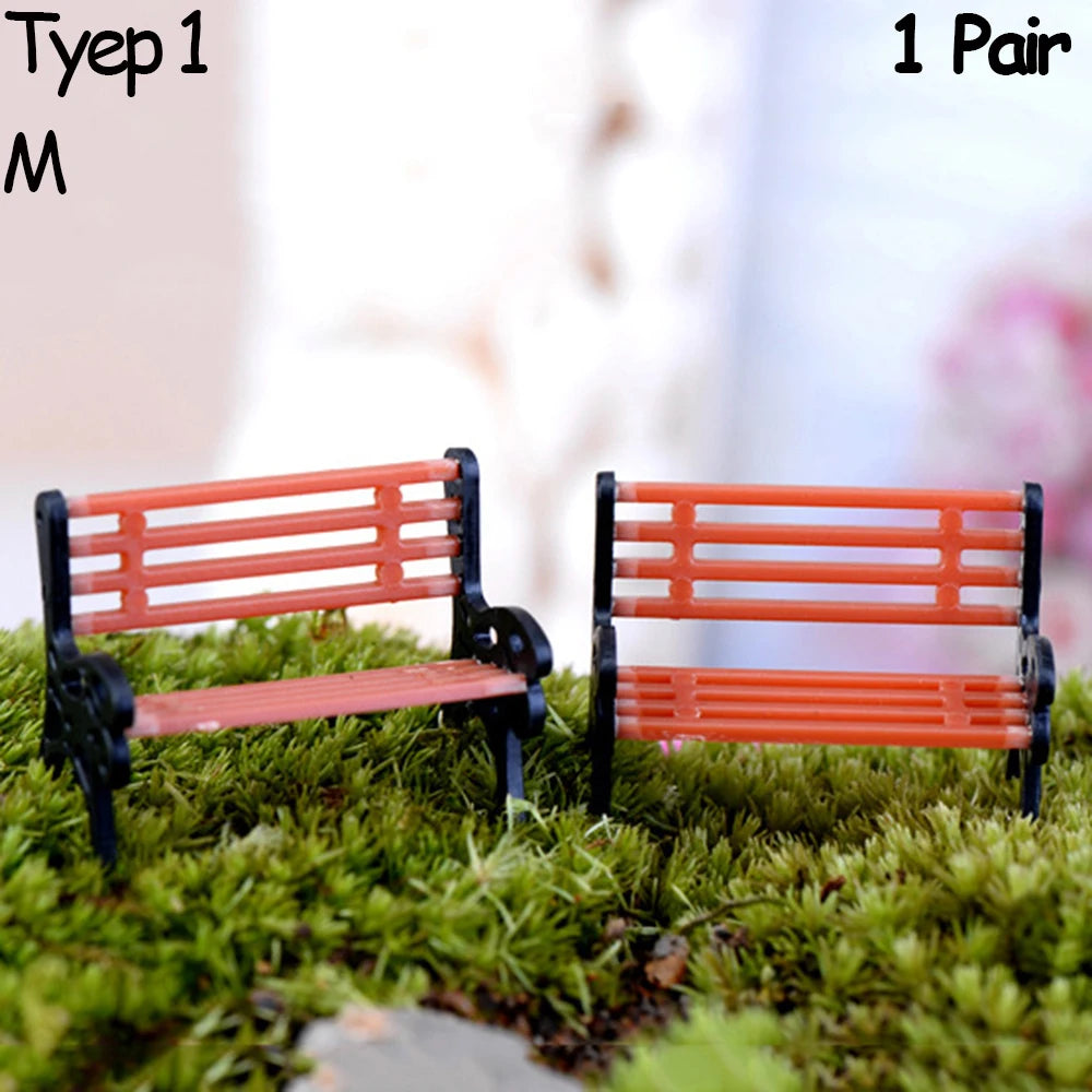 3pcs Table Chairs Miniature Set Mini Fairy Garden Furniture Ornaments Kit for Dollhouse Accessories Home Micro Landscape - St