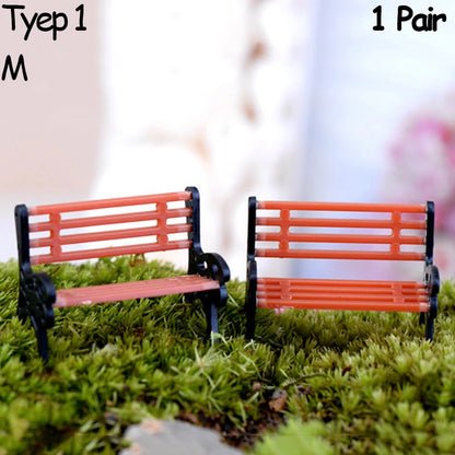 3pcs Table Chairs Miniature Set Mini Fairy Garden Furniture Ornaments Kit for Dollhouse Accessories Home Micro Landscape - St
