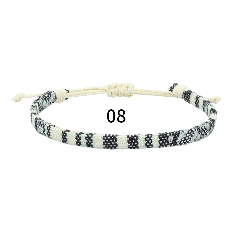 Anklets For Women Woven Fabric Foot Leg Bracelet Men Handmade Rope Braid Knot Beach Barefoot Weave Ethnic Boho Adjustable Cha