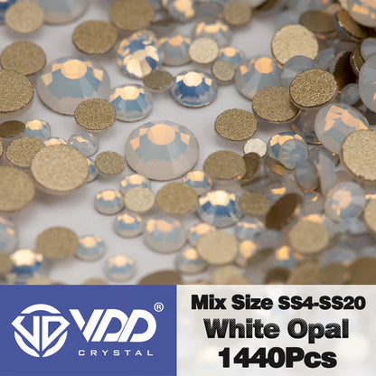 VDD SS4-SS20 Mix Size Clear Crystal Non-Hotfix Gold FlatBack Rhinestones Decorations DIY Glitter Stones 3D Nail Art Accessori