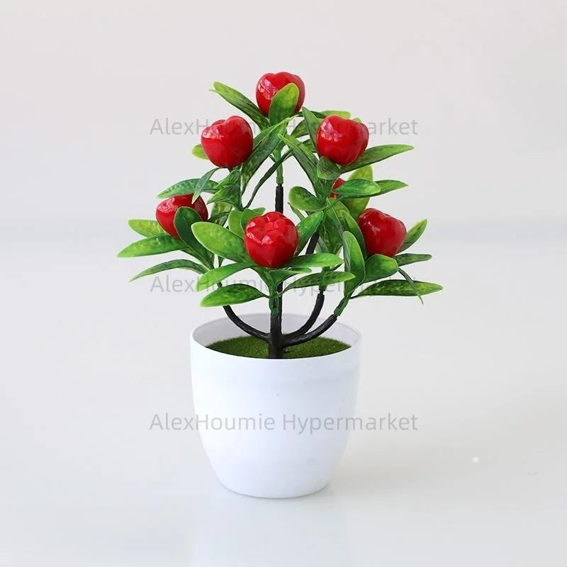Fake Lemon Tree Small Artificial Plant Plastic Lemon Tree Bonsai Decor Potted Plant for Indoor Decor