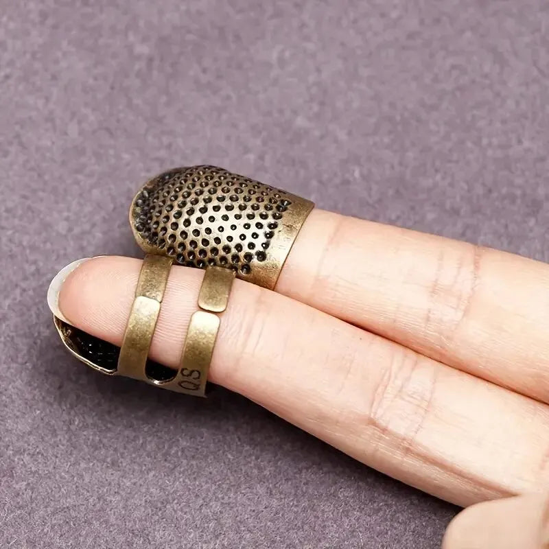 Adjustable Vintage Sewing Thimble, Handmade Non-slip Embroidery against Ring, Vintage Needle Presser Needle Hoop Finger Holde
