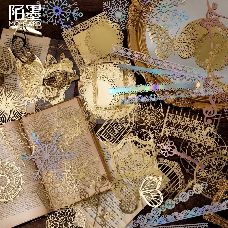 10 Sheets Large size Hollow out Bronzing laser material paper Planner Scrapbooking handmade Junk Journal Supplies