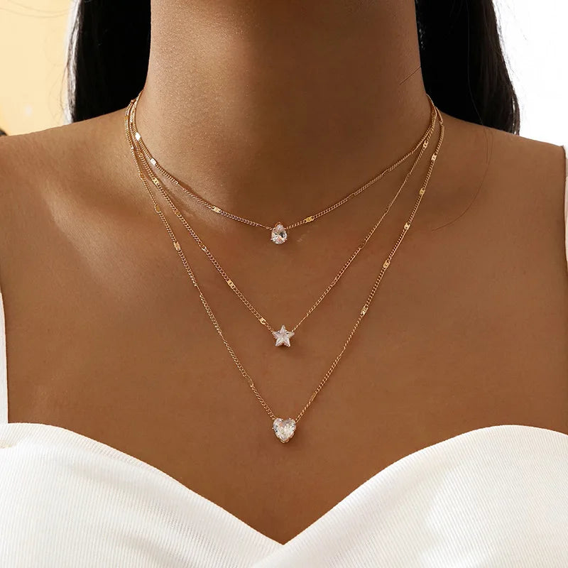 Vintage Bohemian Multilayer Minimalist Necklace for Women Stick Pendant Link Chain Necklace Collarbone Collares Fashion Jewel