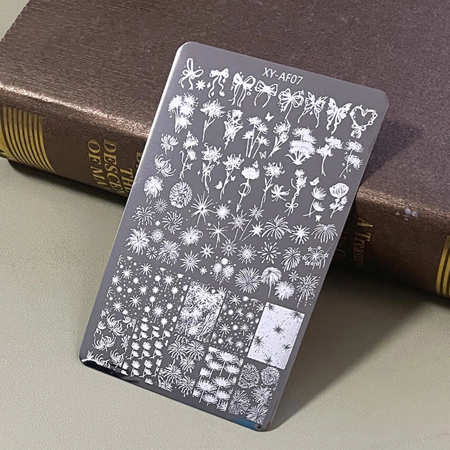 1Pcs Nail Stamping Plates Multi-styles Nail Art Plate Stainless Steel Stripe/Bowknot/Flower/French Nail Design Stencil Tools 