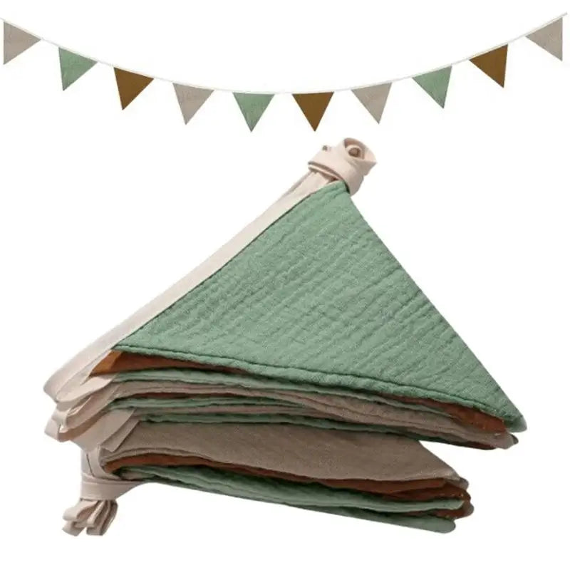 Pennant Banner Flags Nursery Bunting Banner Flags Washable Cotton Fabric Triangle Pennant Garlands for Living Room and Bedroo
