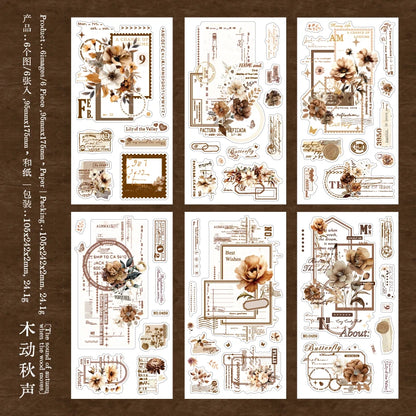 Journal GO 6pcs Flower Shadow Decorative Sticker Fresh Plant Flowers Collage Scrapbooking Label Diy Diary Journal Planner Lab