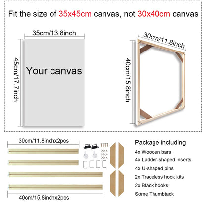 Various Sizes Canvas Frame Wooden Frames Natural Wooden Photo Oil Painting Canvas Diamond Painting Frames Canvas Wood Wall Fr