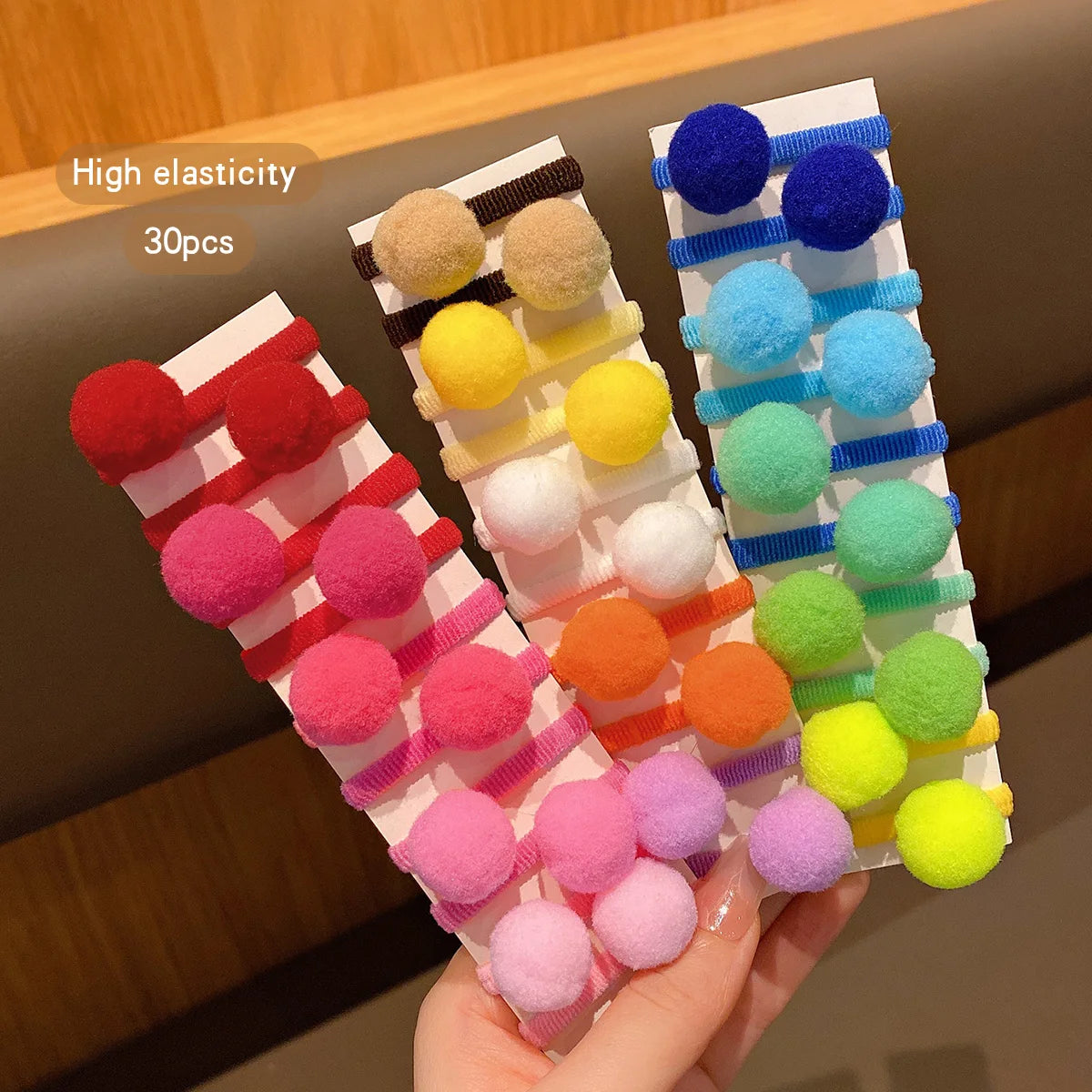 30 colorful random ball hairbands, hair balls, and rubber bands suitable for daily use as hair accessories - 30PCS