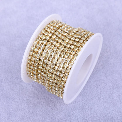 Crystal 10 Yard Rhinestones Trim Stone Cup Chain Gold Diamond Strass Decorative Applique Crystal Trimmings For Dresses - Jonq