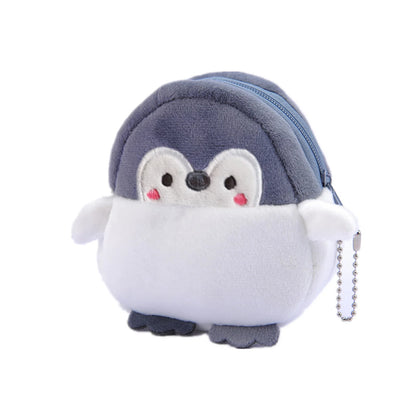 Women's Coin Purse Mini Pouch Cute Plush Little Penguin Zipper Change Purse for Keychain Lipsticks Money