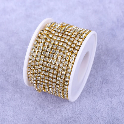 Crystal 10 Yard Rhinestones Trim Stone Cup Chain Gold Diamond Strass Decorative Applique Crystal Trimmings For Dresses - Crys