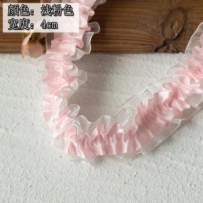 2meters High Quality 2024 Pleated Lace Ribbon Trimming For Party Dress Decorative Clothing Diy Crafts Supplies Needlework Fab