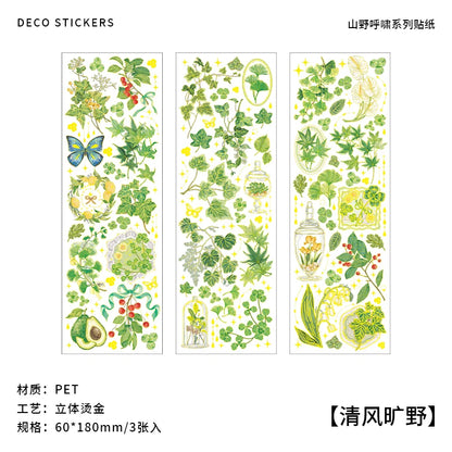 3 pcs Bronzing Flowers Stickers aesthetic Diy Stickers Aesthetic Scrapbooking Journal Deco Album Deco DIY Diary Stationery - 