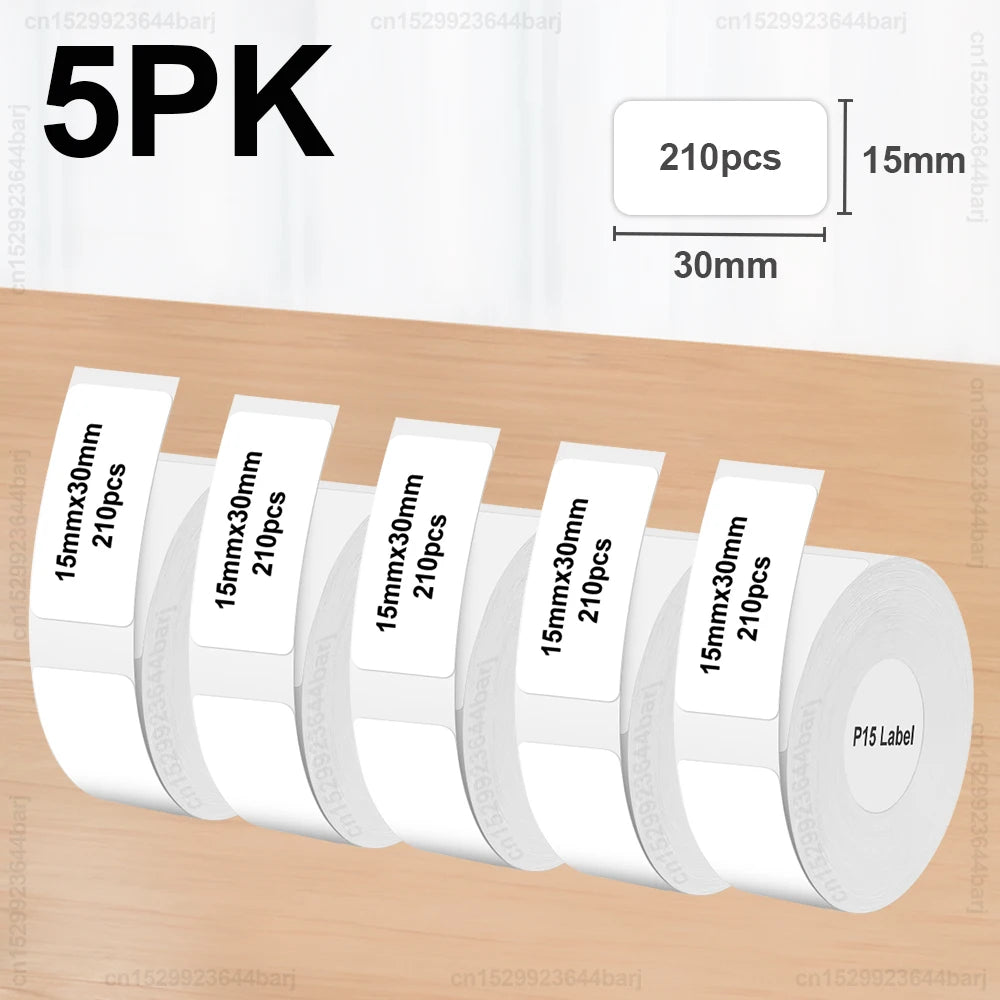 2/5/10Rolls P15 Thermal Label Sticker for Phomemo D30 Q30 Marklife P15 P12 DELI Q2 Label Maker White 12x40mm 15x30mm Label Ta
