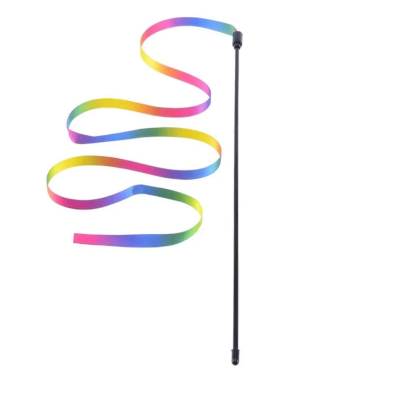 Pet Cat Toys Cute Funny Rainbow Strips Stick Cat Teaser Wand Pet Toys for Cats Interactive Toys Cat Supplies Pet Products - 1