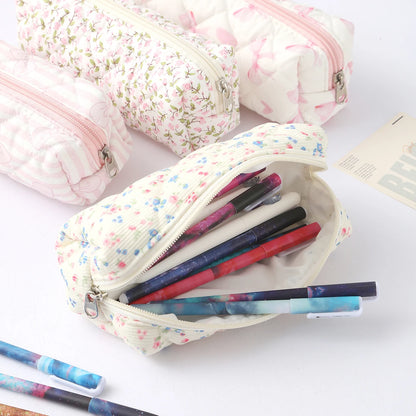 1 pc Beautiful bowknot single-layer pencil case, floral pattern design storage bag, a must-have for back to school season