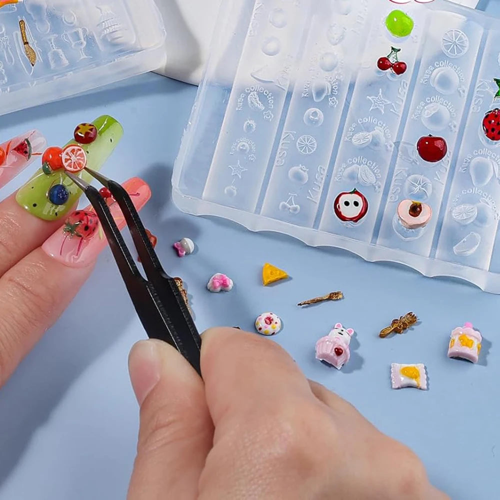 3d Nail Charms Making Craft Tools Fruit Silicone Nail Molds Home Resin Cherry Apple DIY Manicure Supplies Clear Decorations