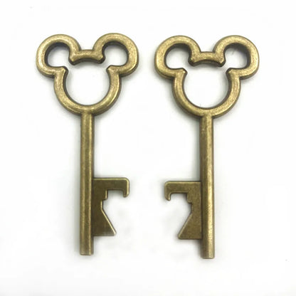 10pcs/lot DIY Wedding Souvenirs Party Gifts for Guests Mickey Rose Clover Skeleton Key Heart Horseshoe Beer Bottle Opener - m