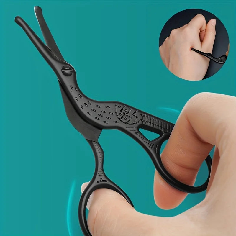 Round Head Stainless Steel Nose Hair Scissors Stork Type BeautyScissors For Eyebrows Nose Hair Beard Ear Hair Eyebrow Scissor