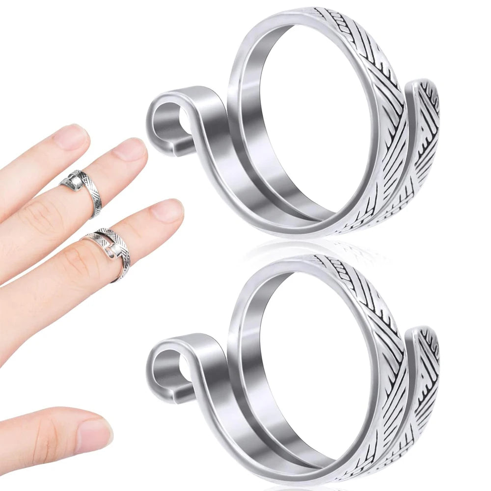 2pcs Adjustable Knitting Crochet Loop Ring Knittied Yarn Guide Finger Faster Holder Thimble Crocheters Thread Ring Sewing Too