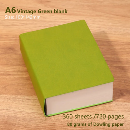 720 page blank inner notebook, soft synthetic leather surface, minimalist drawing book,ultra thick notebook, small and fresh 