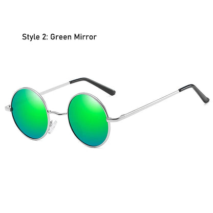Retro Vintage Round Polarized Sunglasses Men Brand Designer Sun Glasses Women Alloy Metal Frame Black Lens Eyewear Driving UV