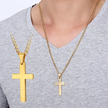 Fashion Stainless Steel Cross Pendant Necklace For Women Men Link Chain Charm Necklace Cool Boys Girls Punk Hip Hop Jewelry G