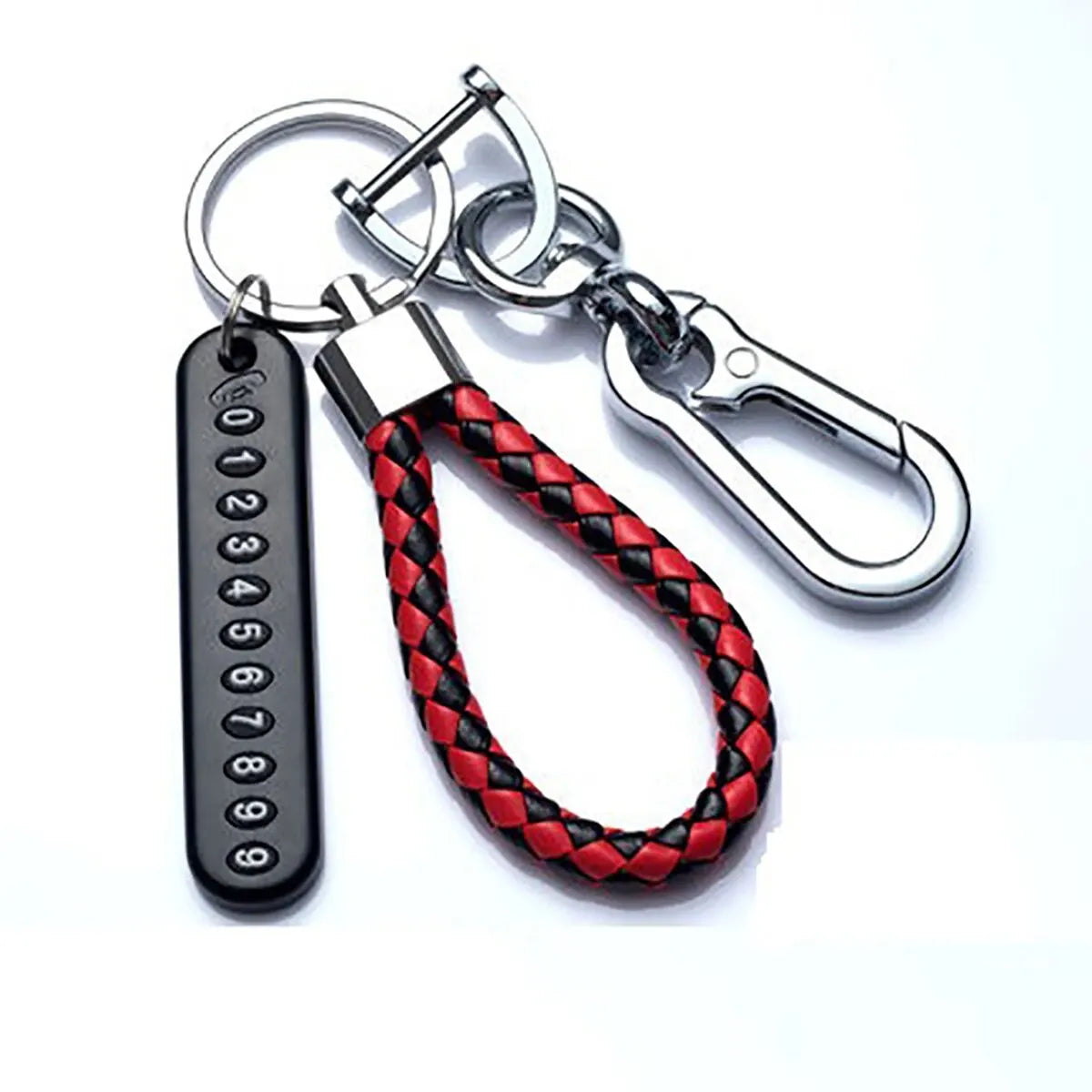 Trendy DIY Mobile Phone Number Plate Pendant Keychain for Men Punk Simple Woven Leather Rope Anti-lost Car Key Chain Accessor