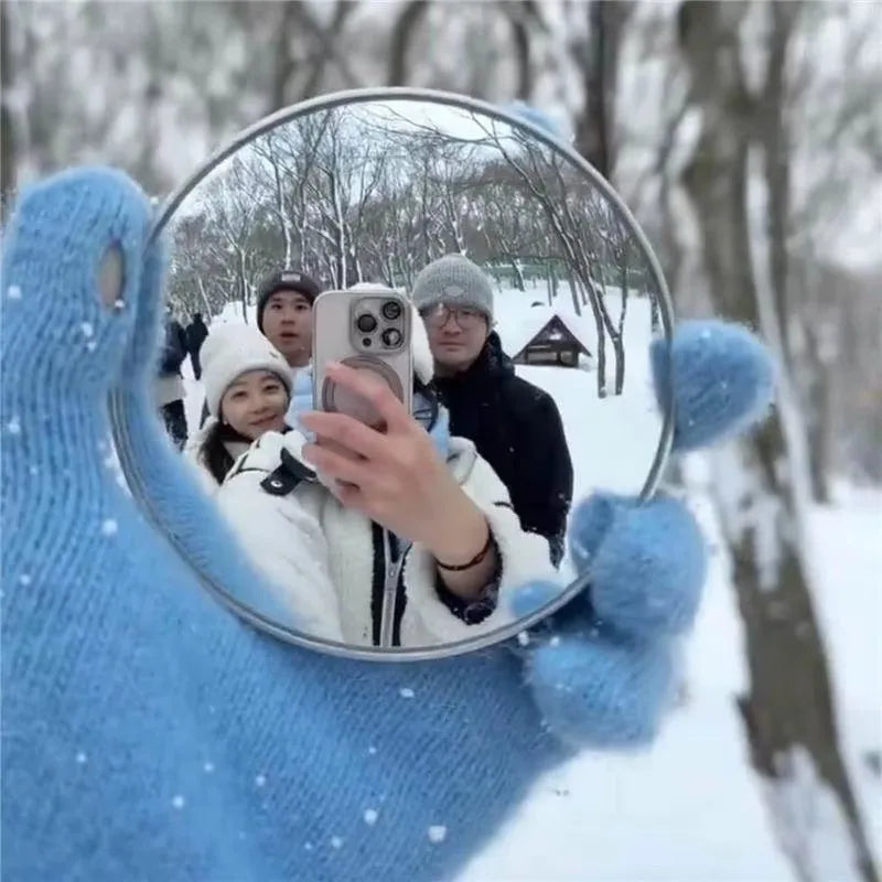 Travel Handheld Selfie Mirror INS Portable Round Reflection Convex Mirrors for Photography Prop Vlogging Traveling Accessorie