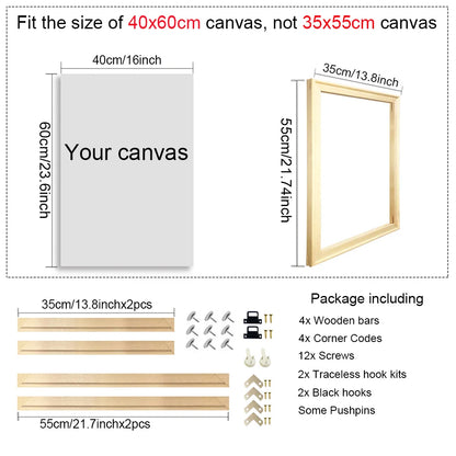 30x40 40x50 50x70 60x90 Canvas Frame Wooden Frames Wooden Photo Oil Painting Canvas Diamond Painting Frames Canvas Wood Wall