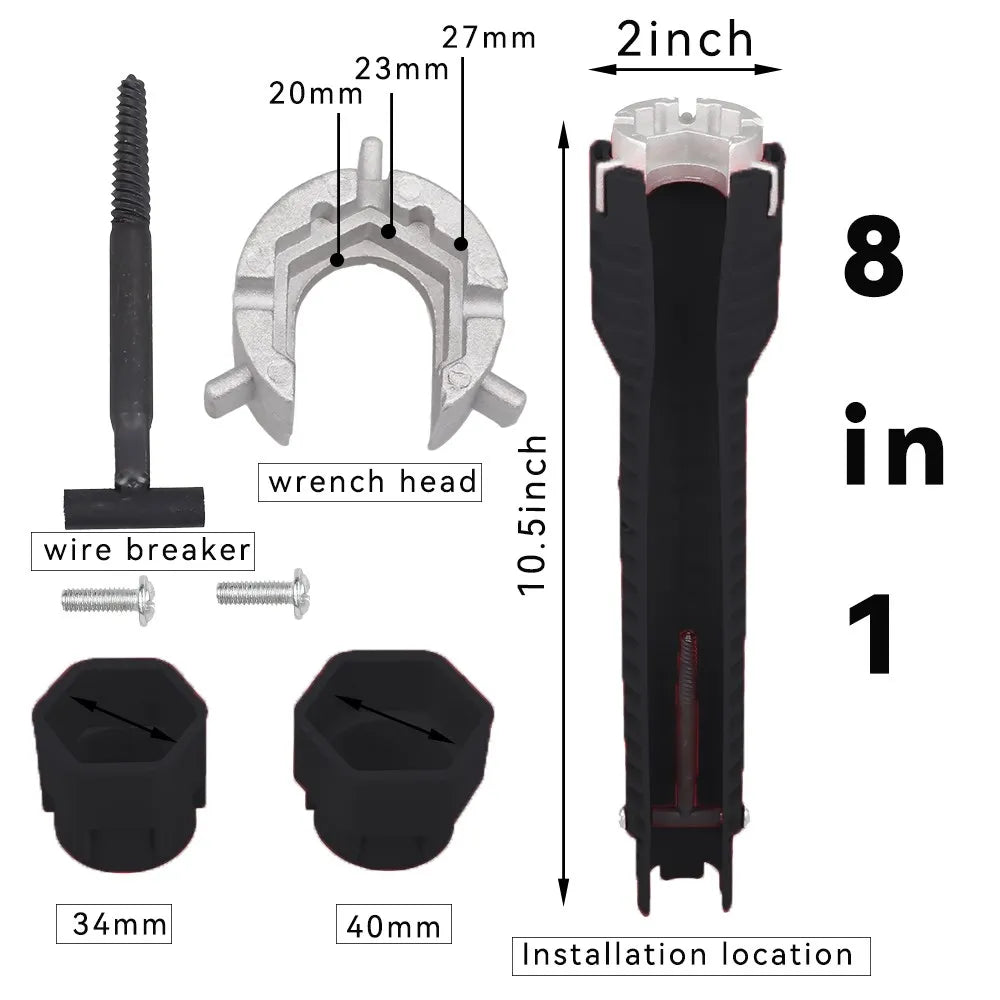 8 In 1 Flume Wrench Anti-slip Kitchen Sink Repair Tools Bathroom Faucet Assembly Key Plumbing Installation Wrench