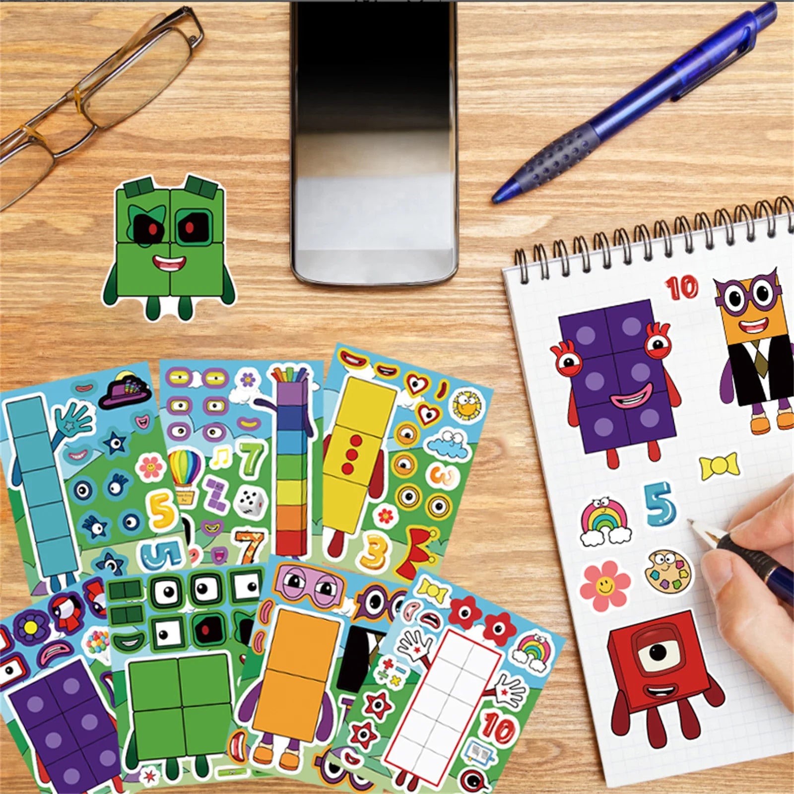 8/16/24 SHEETS Digital Building Cute Puzzle Stickers Cartoon Building Stationery Decor DIY Face Stickers
