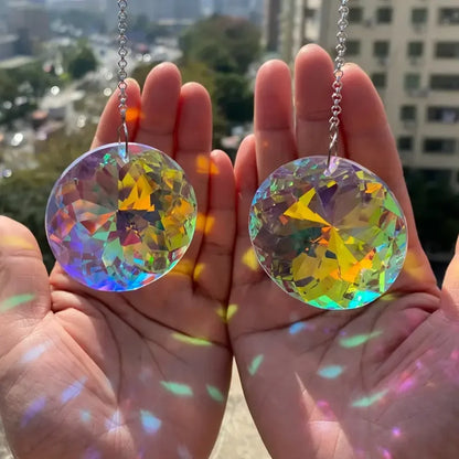 2pcs, Round Crystal Sun Catchers, Glass Prism Hanging Sun Catchers, Rainbow Maker For Window, Balcony, Kitchen, Garden Decora