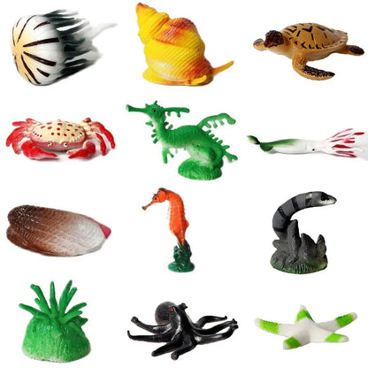 Simulation Plastic Animal Figurines Collection - Marine, Land & Insect Animals Miniature Set Toy for Kids Gift Playset Model 