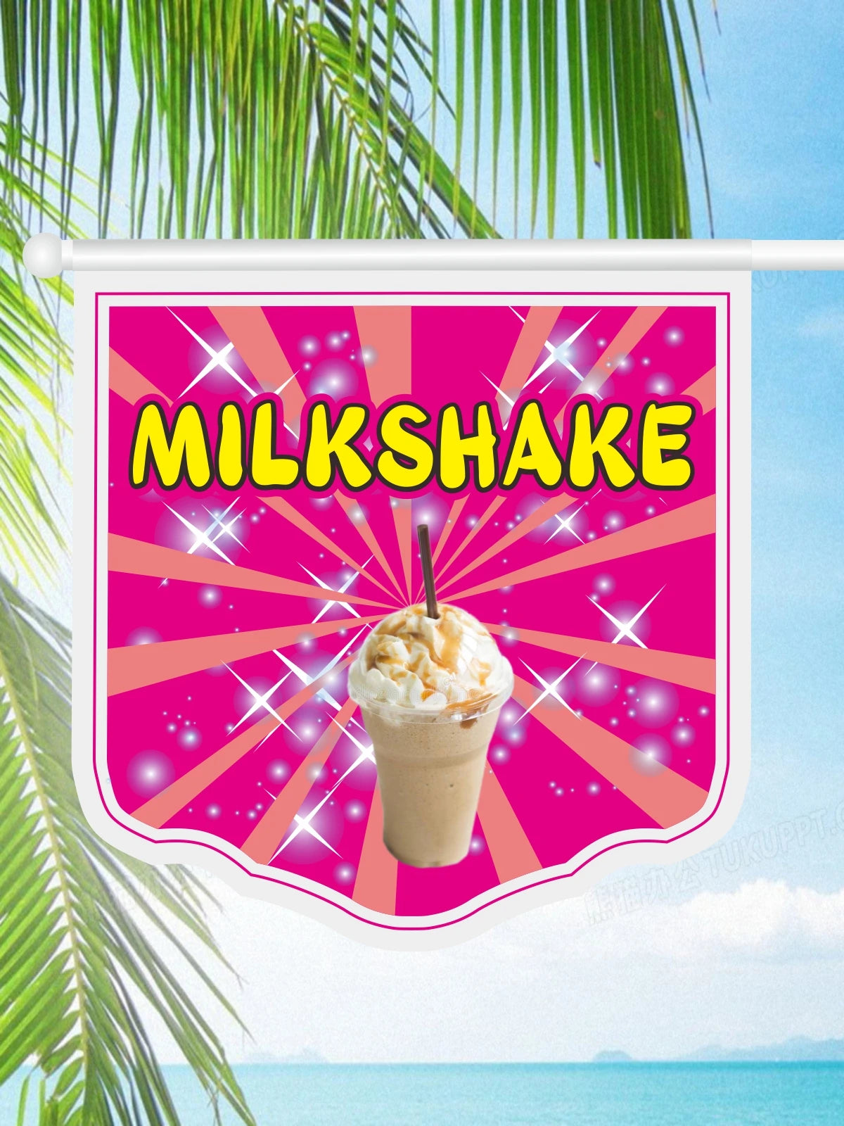 Store Sign Wall Flag 60x 60cm Two Face Printing 70cm Length Pole Wall Installation ITALIENNES GLaces Granita Milkshake