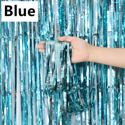 New 4/2/1Pack Party Backdrop Metallic Foil Fringe Tinsel Curtain Adult Kids Birthday Party Wedding Decoration Baby Shower Fav