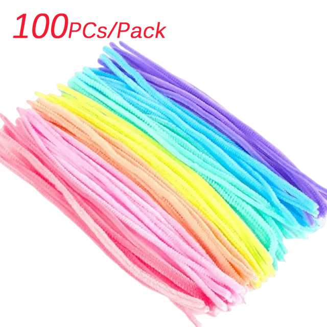 100~1000Pcs Colorful Chenille Rod Pipe Creative DIY Plush Wires Twist Stick Hair Strip Flower Handmade Crafts