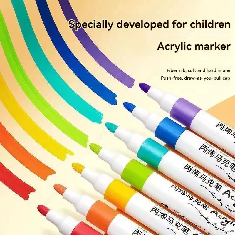 12-80 Colores Set Acrylic Paint Art Marker Pen Rock Painting for Kids Graffiti Stone Ceramic Glass Wood DIY Crafts Art Suppli